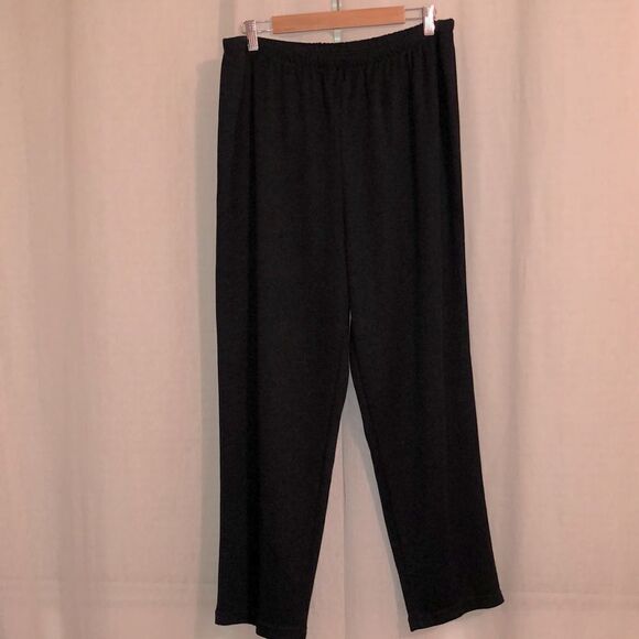 Size 20 Shimmery Black Knit Polyester Wide Pants - Picture 1 of 9